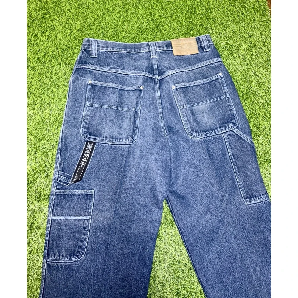 Vtg 90s Y2K Edge Baggy Carpenter Jeans Denim Skater Hip Hop Wide Leg Blue